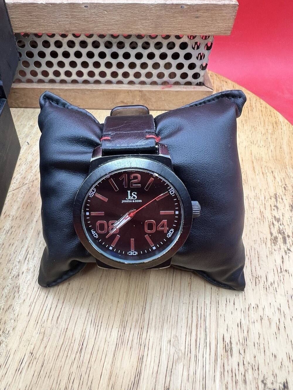 Men's Joshua & Sons JX103 Classic Quartz Genuine Stitched Leather Strap Watch